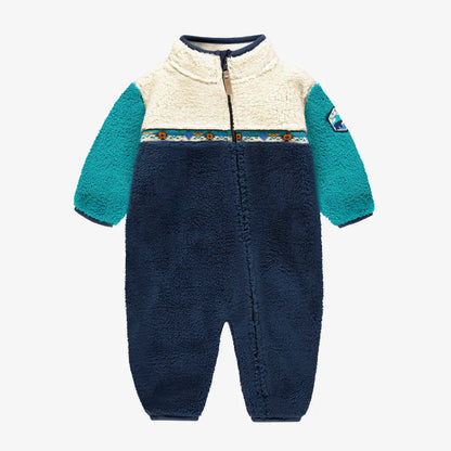 Blue Colourblock Plush One-Piece