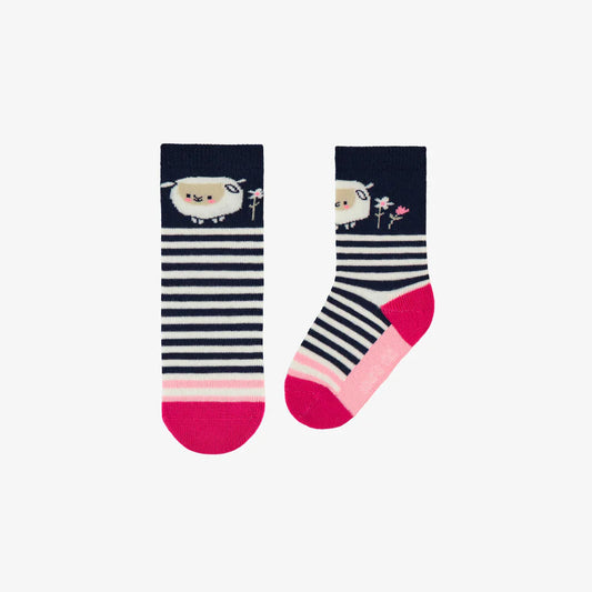 Floral Lamb Striped Baby Socks