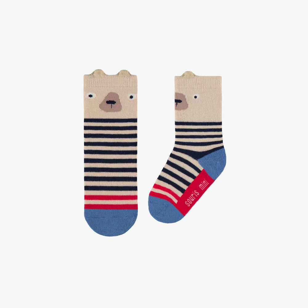 Nordic Bear Striped Baby Socks