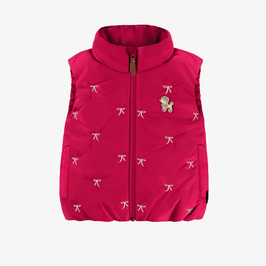 Raspberry Red Bow Puffer Vest