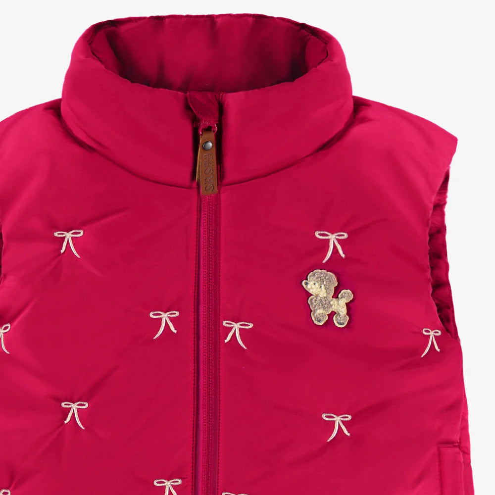 Raspberry Red Bow Puffer Vest