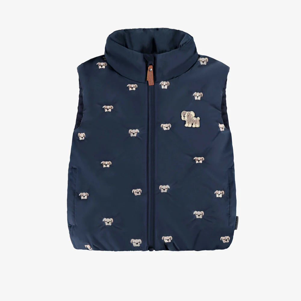 Navy Blue Bulldog Puffer Vest