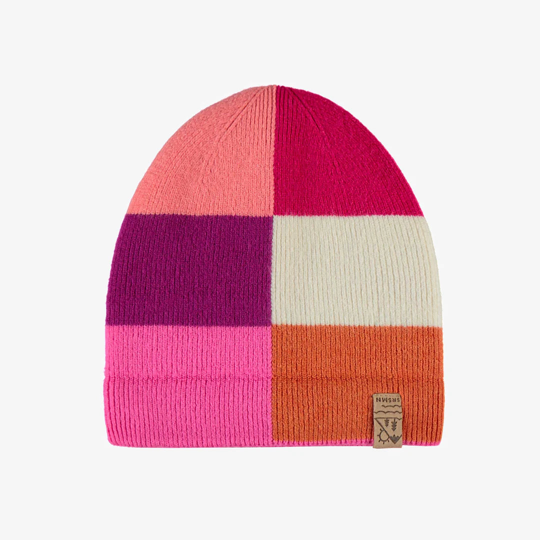 Pink Colourblock Knit Beanie
