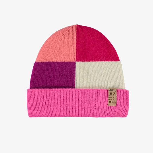 Pink Colourblock Knit Beanie