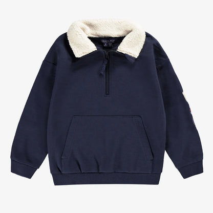Navy Sherpa Quarter Zip Sweater