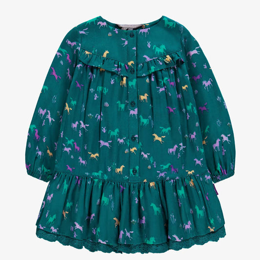 Dark Teal Flared Horse Dress