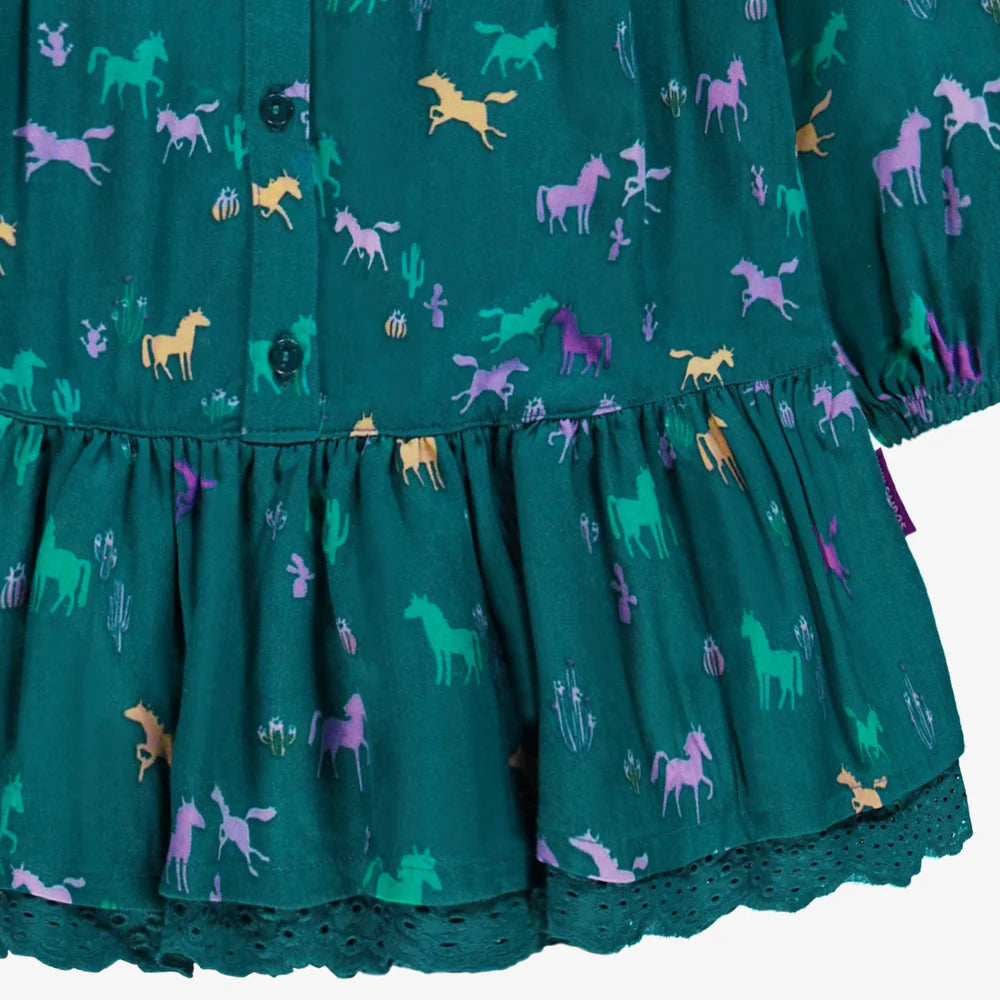 Dark Teal Flared Horse Dress