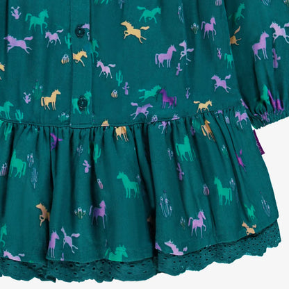 Dark Teal Flared Horse Dress