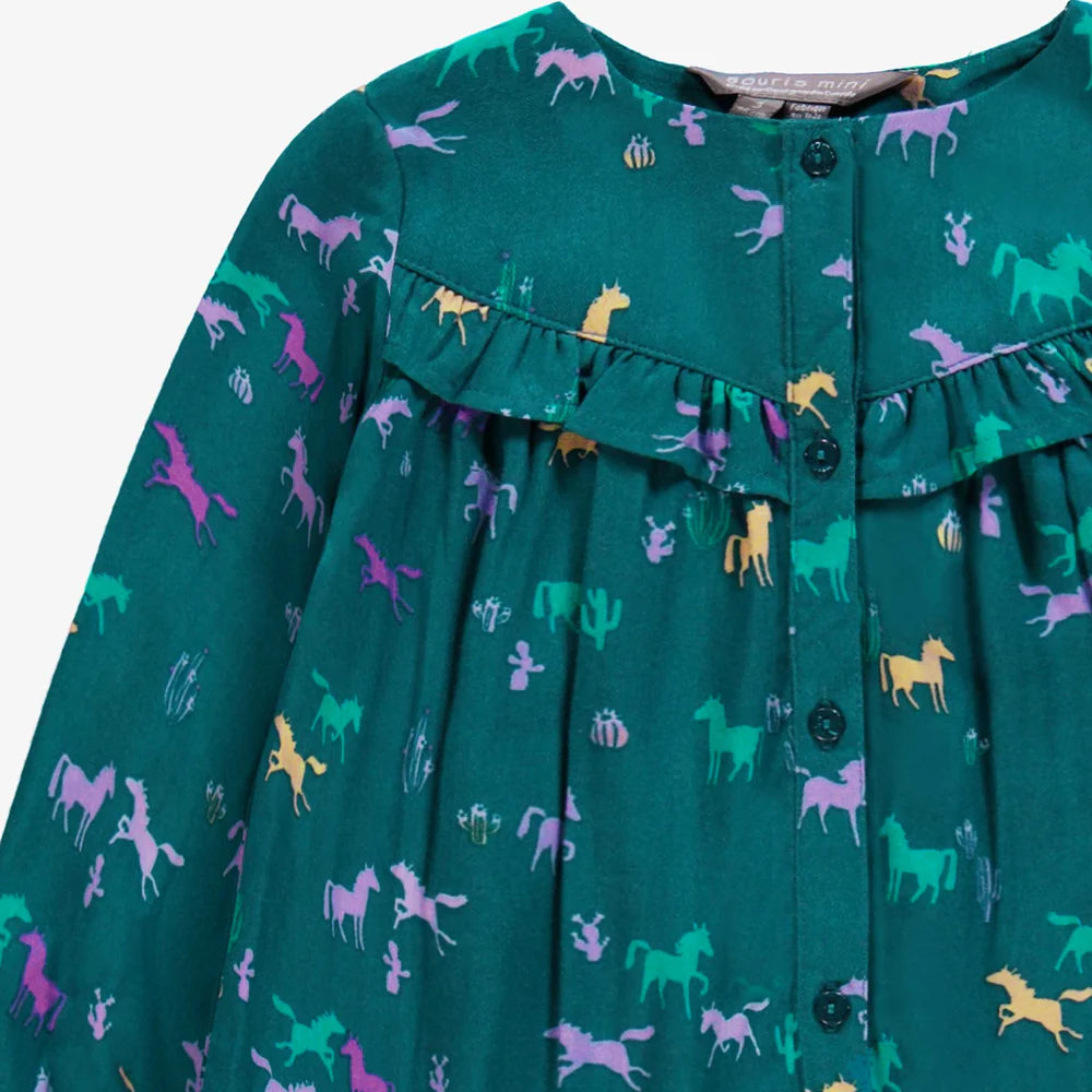 Dark Teal Flared Horse Dress