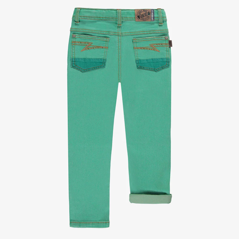 Turquoise Stretch Denim Pants