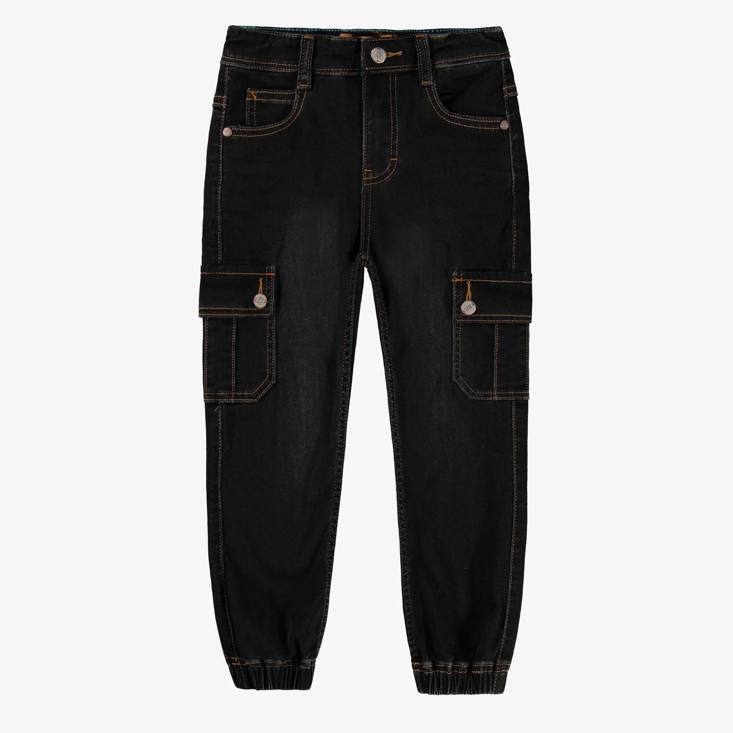 Black Denim Cargo Joggers