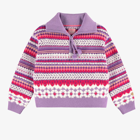 Nordic Purple Quarter Zip Knit Sweater