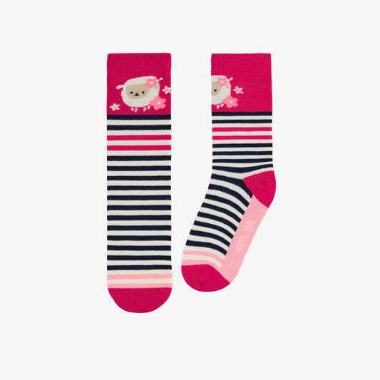 Floral Lamb Striped Socks
