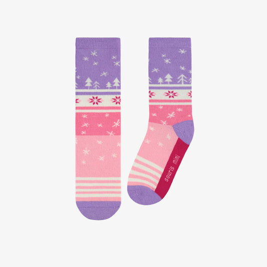 Pink & Purple Winter Pattern Socks