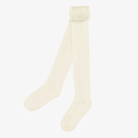 Cream Pointelle Kids Tights