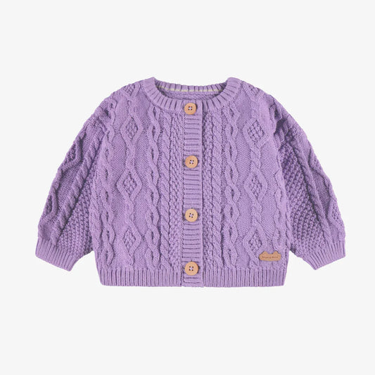 Violet Cable Knit Baby Cardigan