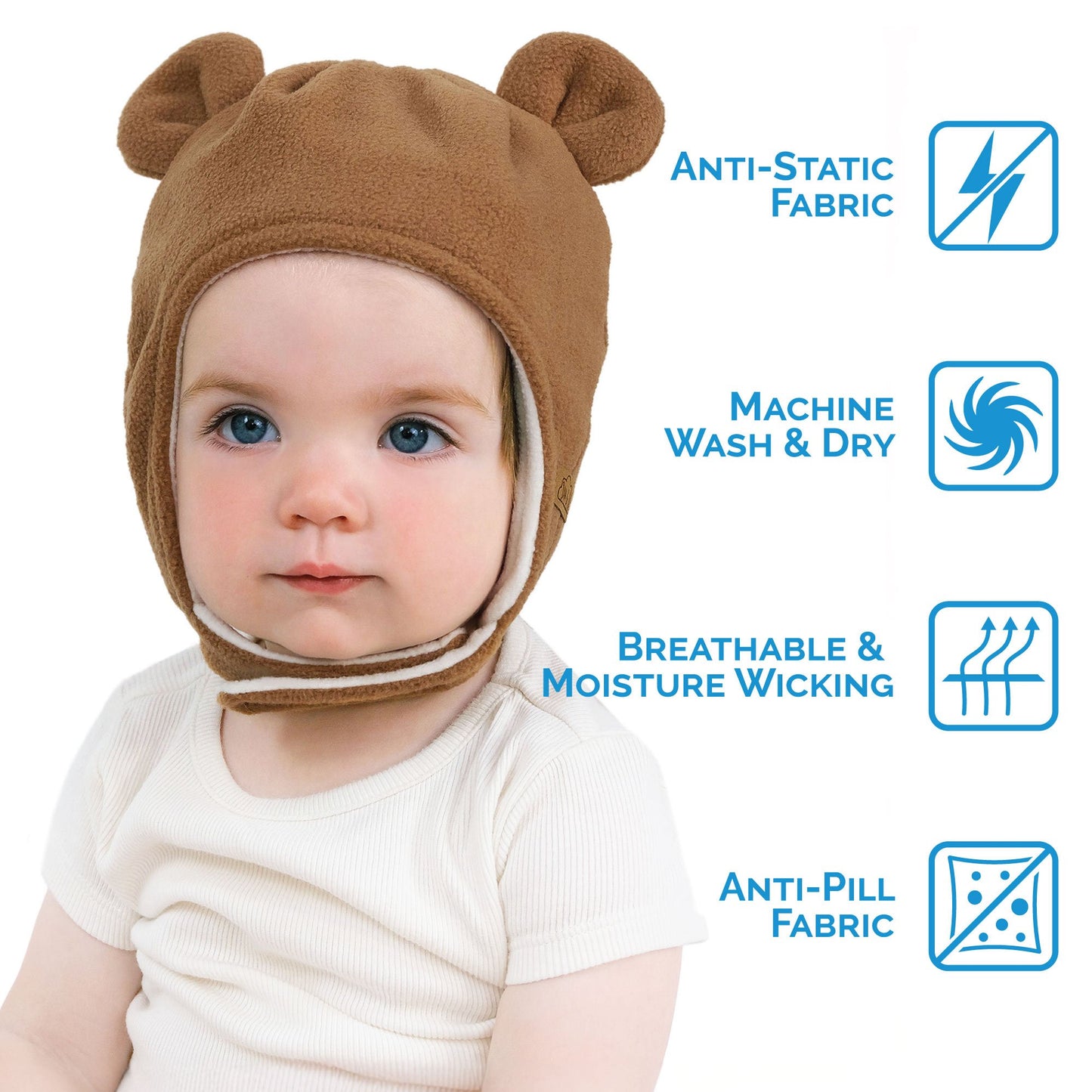 Brown Bear Fleece Baby Hat