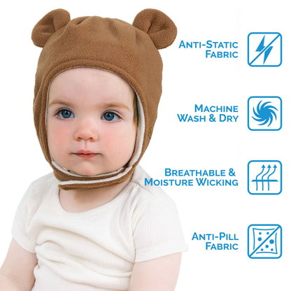 Brown Bear Fleece Baby Hat