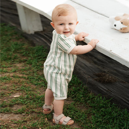 Fern Stripe Terry Polo Romper