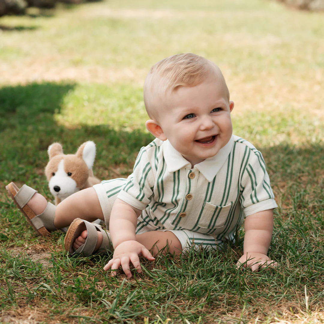 Fern Stripe Terry Polo Romper