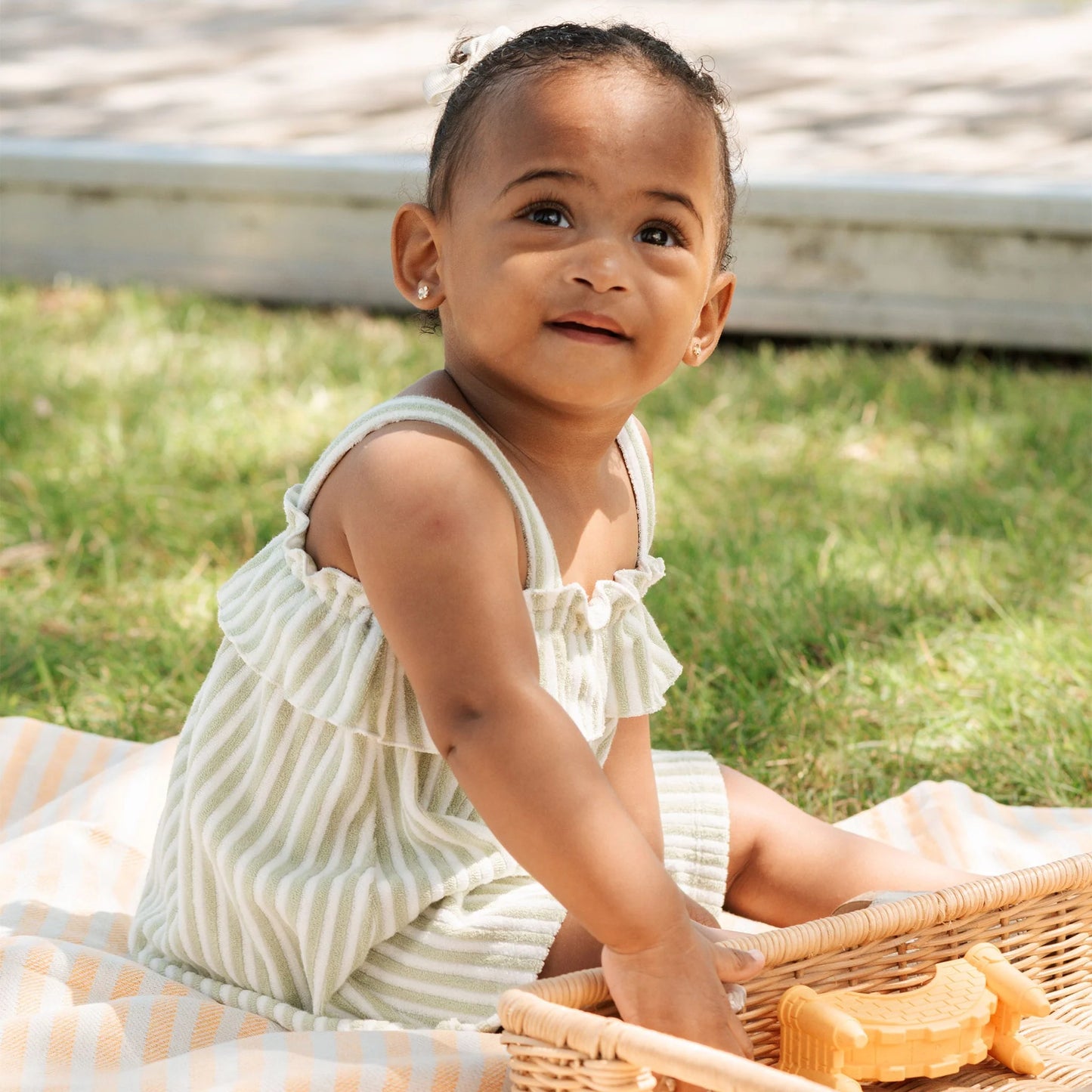 Fern Stripe Terry Dress & Bloomer Set