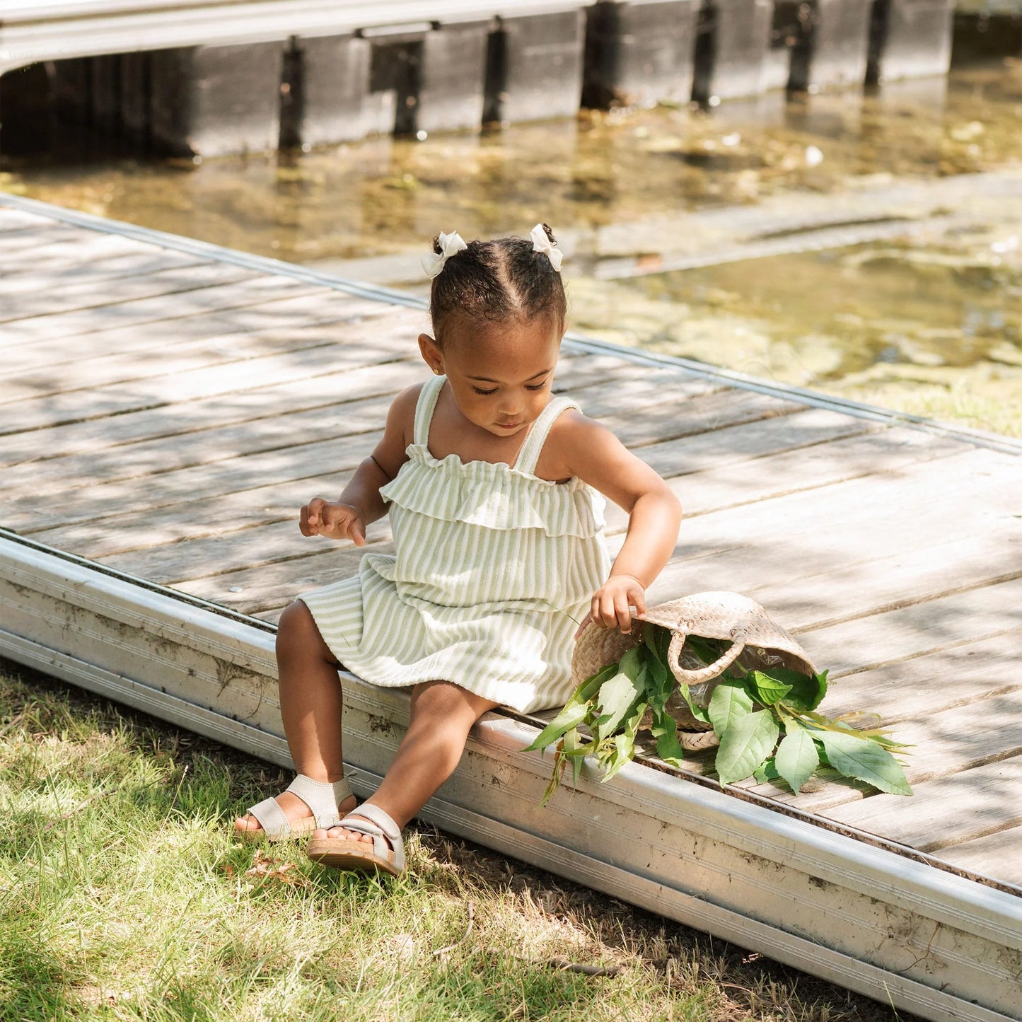 Fern Stripe Terry Dress & Bloomer Set