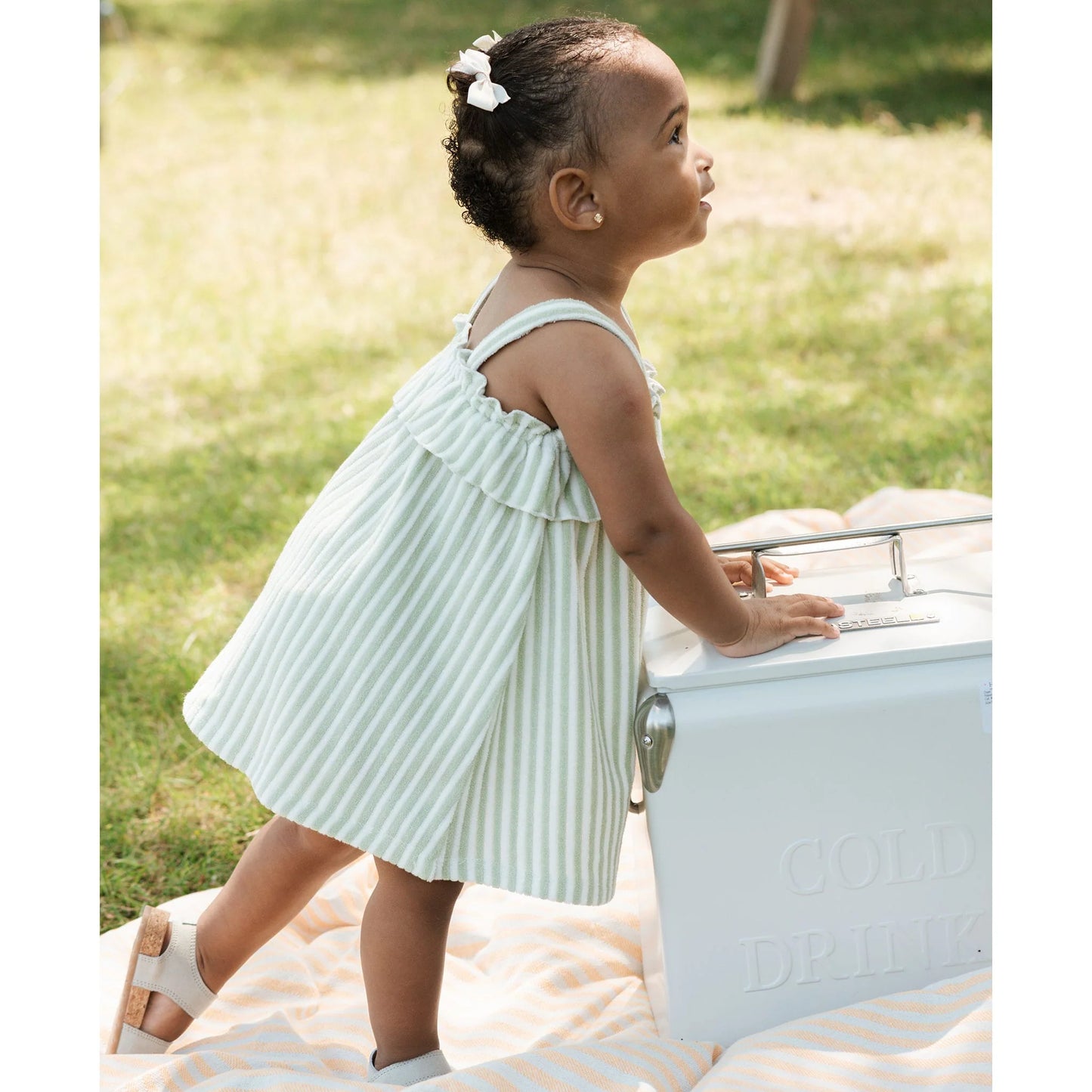 Fern Stripe Terry Dress & Bloomer Set