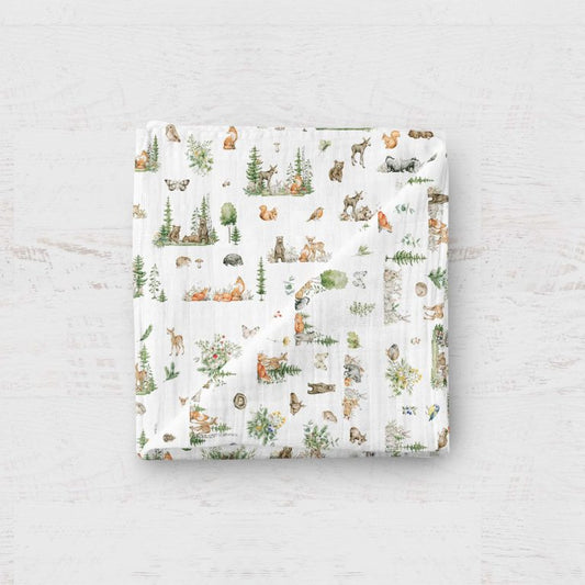 Bamboo Muslin Swaddle Blanket- Living Forest