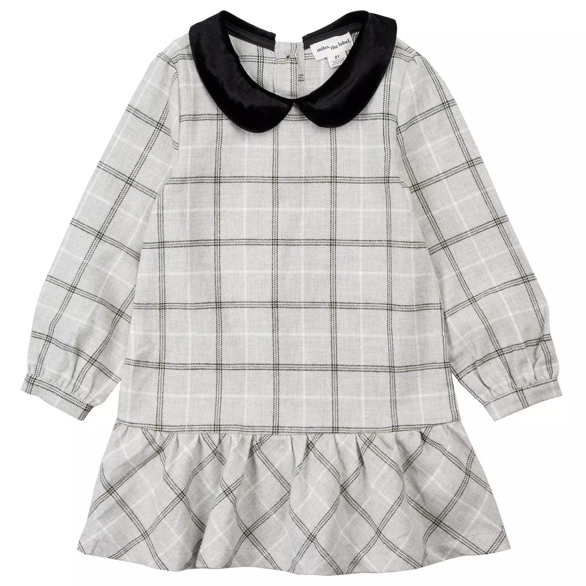 Grey Plaid Peplum Flannel Dress
