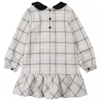 Grey Plaid Peplum Flannel Dress