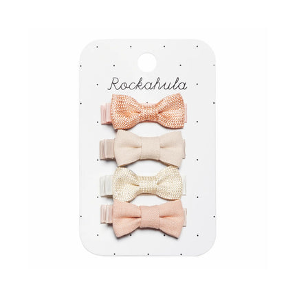 Sparkle Linen Mini Bow Clip Set
