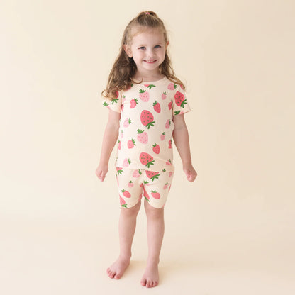 Organic Kids Shortie Pajamas- Strawberries