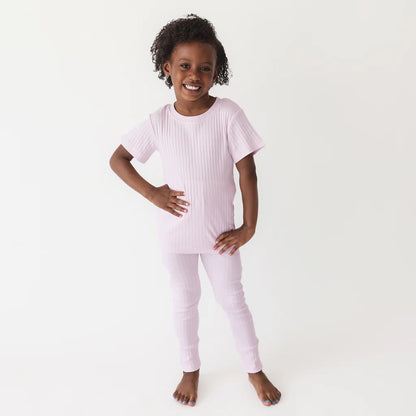 Organic Rib Knit Kids Pajamas- Blossom