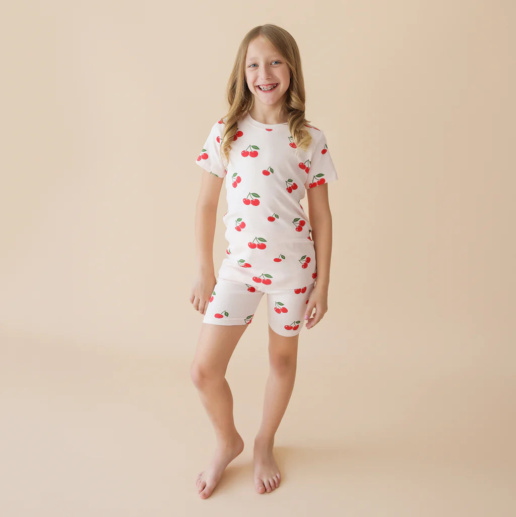 Organic Kids Shortie Pajamas- Cherries