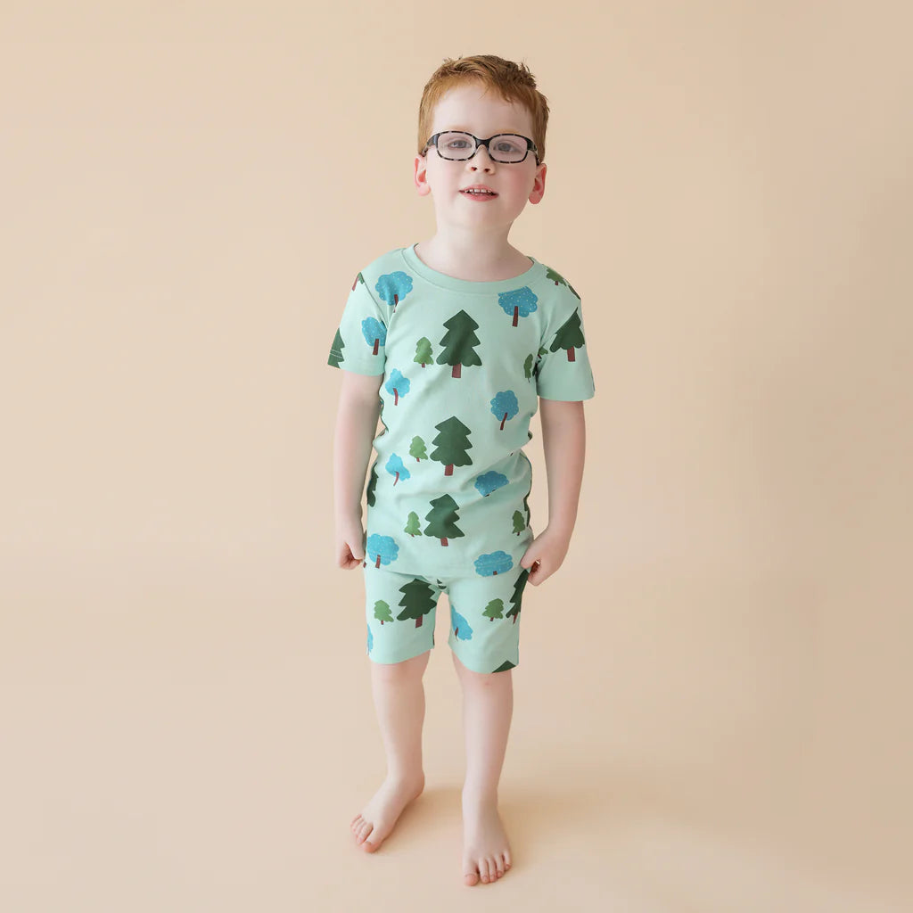 Organic Kids Shortie Pajamas- Forest