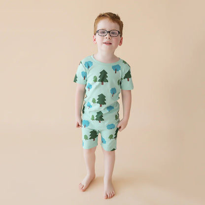 Organic Kids Shortie Pajamas- Forest