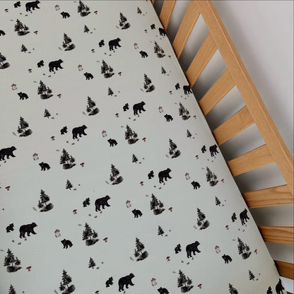 Bamboo Crib Sheet- Black Bears