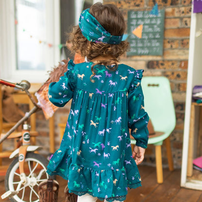 Dark Teal Flared Horse Dress