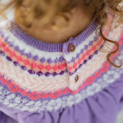 Nordic Neckline Purple Knit Baby Dress