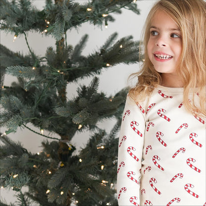 Organic Kids Long Sleeve Pajamas- Candy Canes