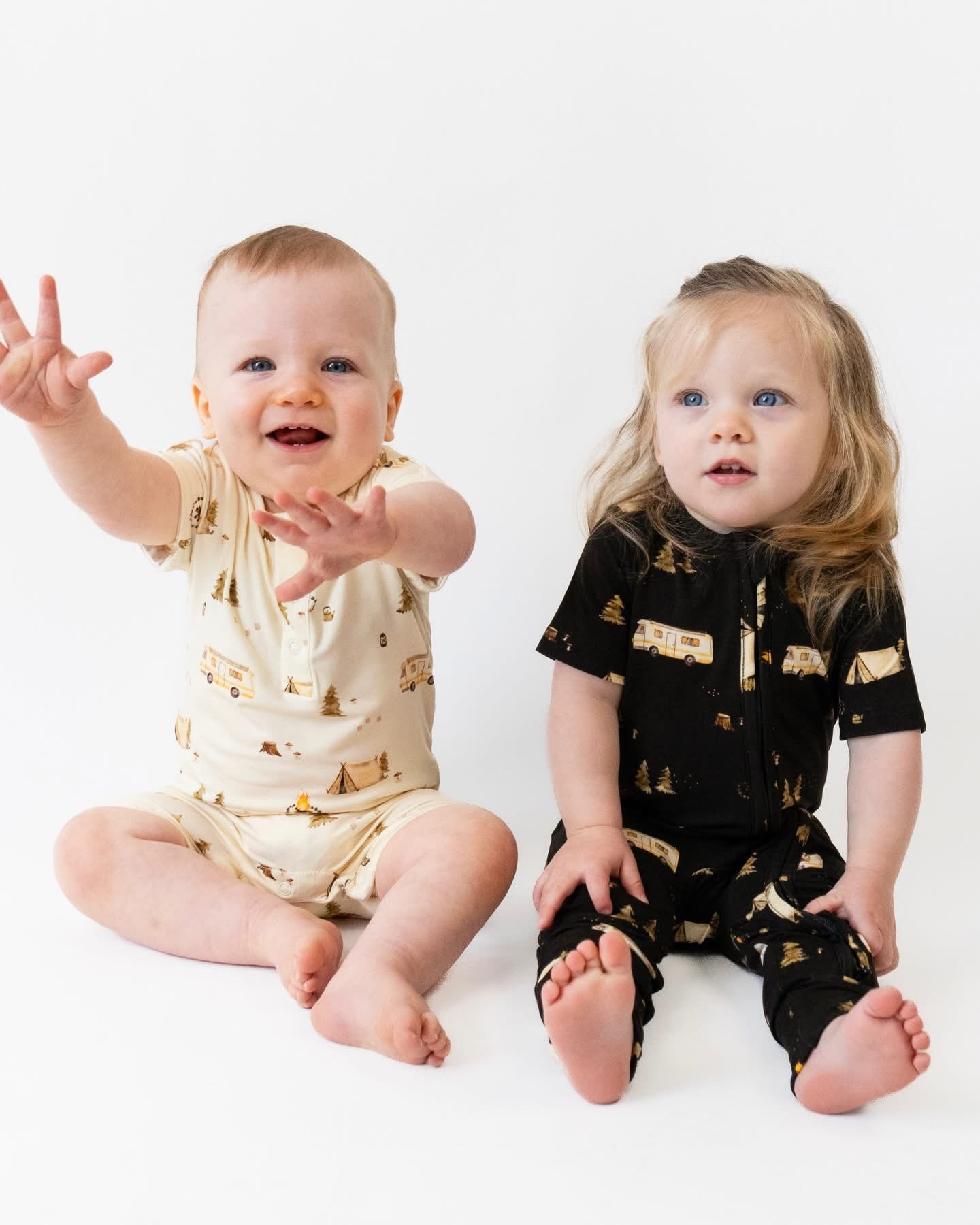 Bamboo Short Sleeves Shortall Romper- Day Camp