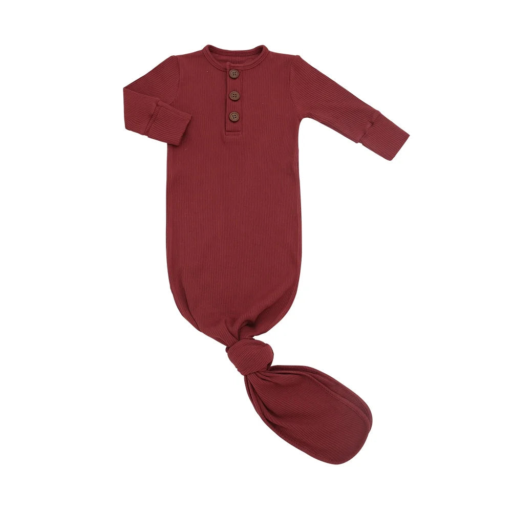 Ribbed Bamboo Sleep Gown- Burgundy