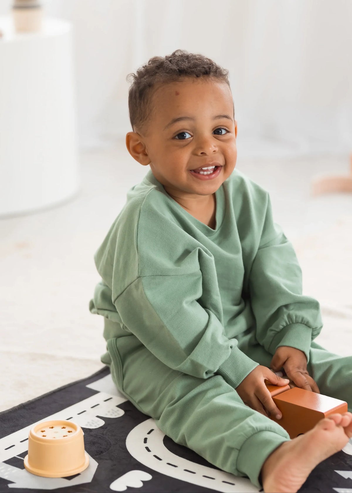 Organic Cotton Sweatshirt & Jogger Set- Eucalyptus