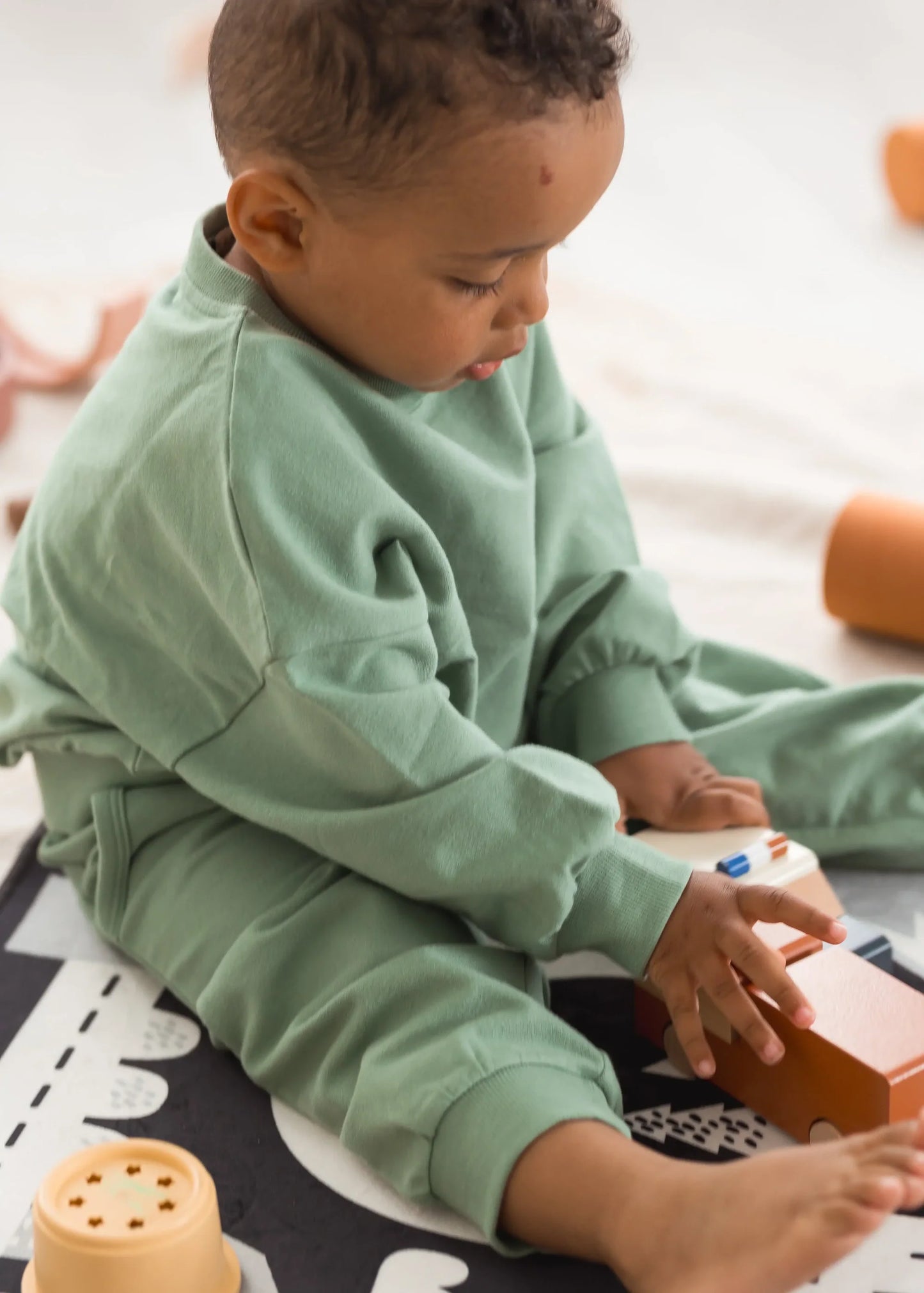 Organic Cotton Sweatshirt & Jogger Set- Eucalyptus