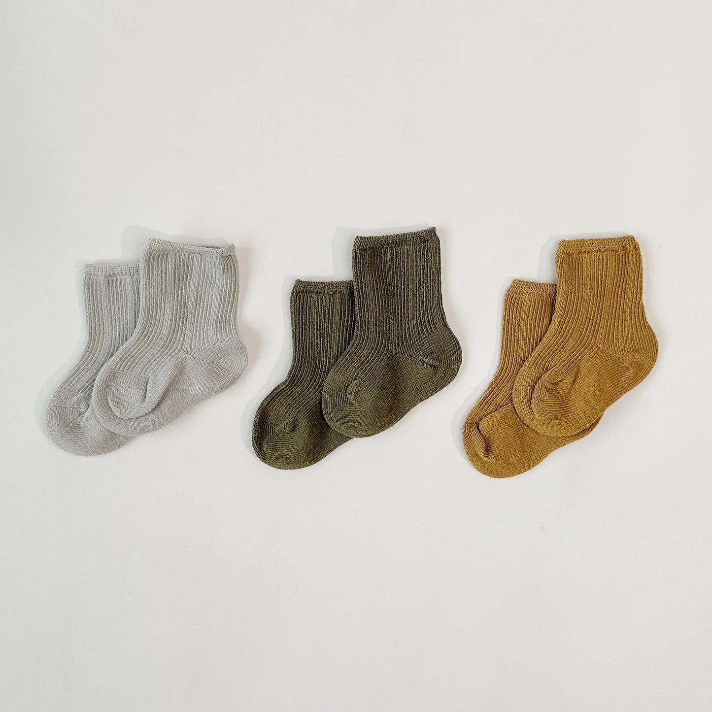 All Season Crew Socks 3pk.- Silver/Olive/Yellow