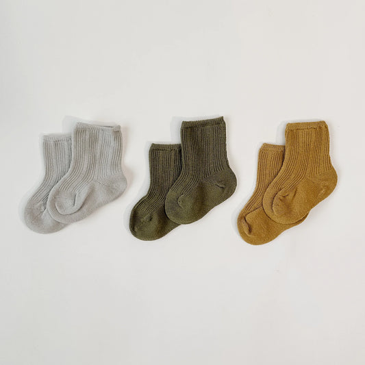 All Season Crew Socks 3pk.- Silver/Olive/Yellow