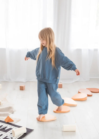 Organic Cotton Sweatshirt & Jogger Set- Nordic Blue