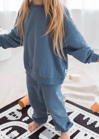 Organic Cotton Sweatshirt & Jogger Set- Nordic Blue