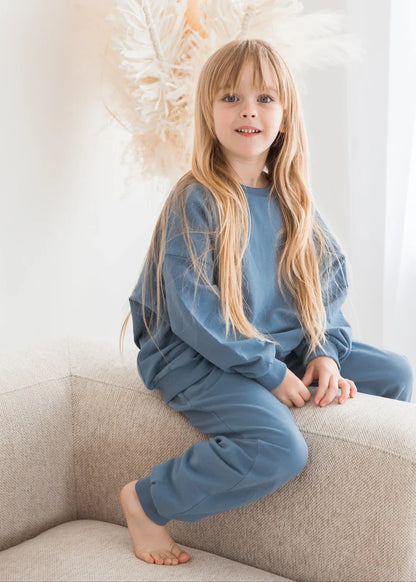 Organic Cotton Sweatshirt & Jogger Set- Nordic Blue
