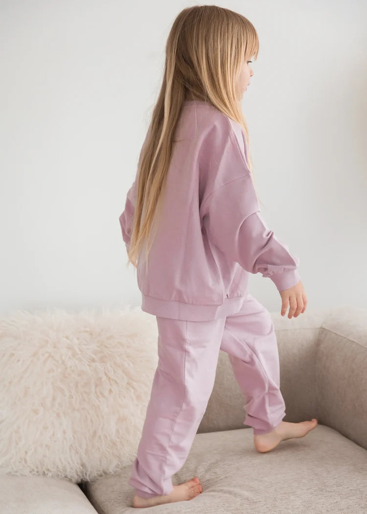 Organic Cotton Sweatshirt & Jogger Set- Pale Orchid